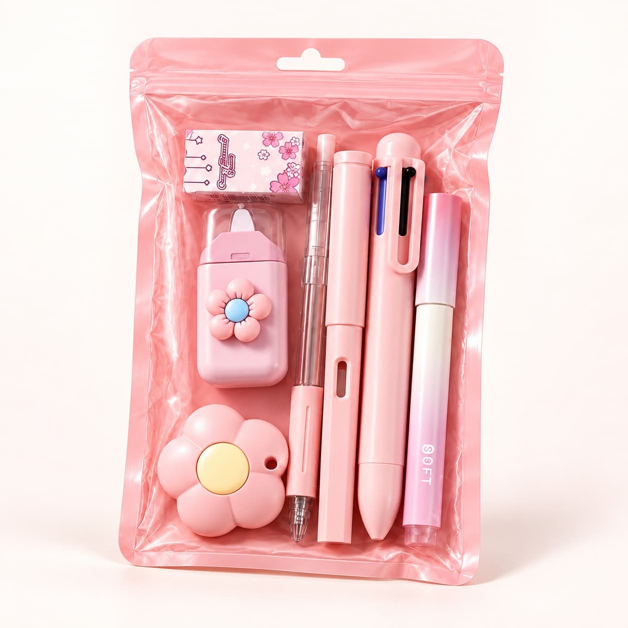 7 Piece Cute Stationery Kit, Complete School and Office Supplies Set for Students