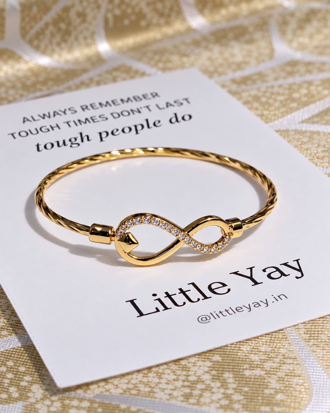 Gold Plated Infinity Crystal Anti-Tarnish Bracelet (Adjustable)