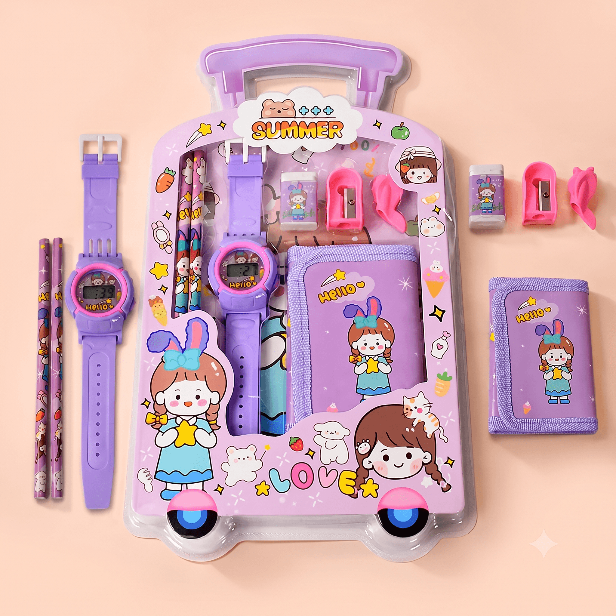Kids’ 7-in-1 Stationery Set – Complete School Supply Kit for Girls & Boys