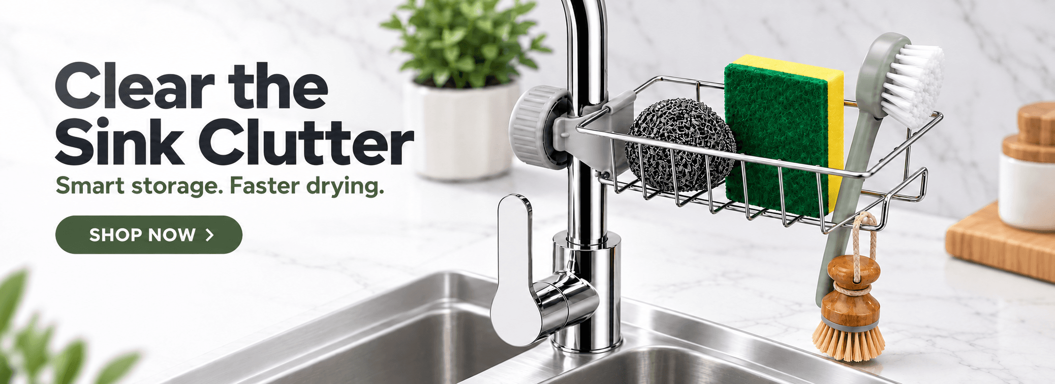 Stainless Steel Sink Caddy | Sponge & Soap Holder with Drain