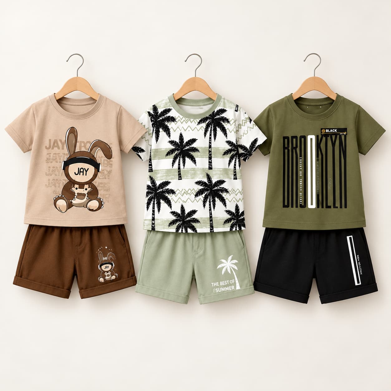 Kids’ Cotton T-Shirt & Shorts Combo – Pack of 3 Sets