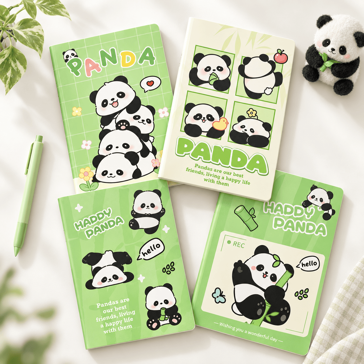 Cute Panda A5 Notebook for Kids – 60 Pages, Horizontal Ruled School Notebook