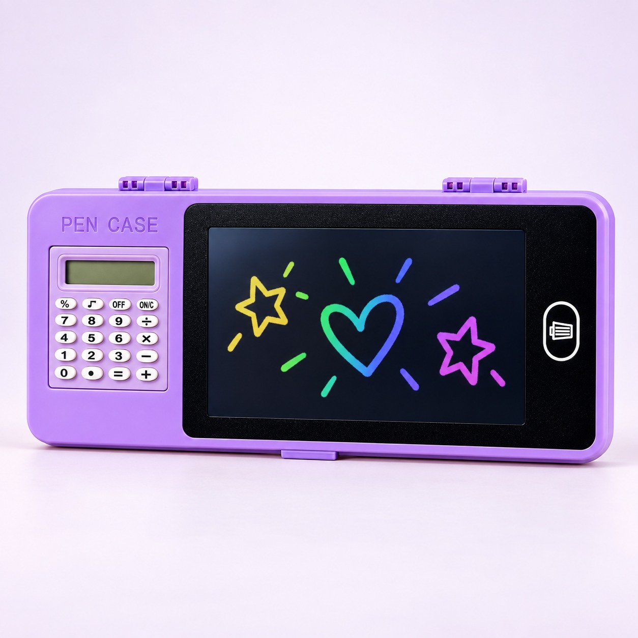 LCD Writing Tablet Pencil Box with Calculator for Kids | Drawing Screen & Storage Case | Random Colour