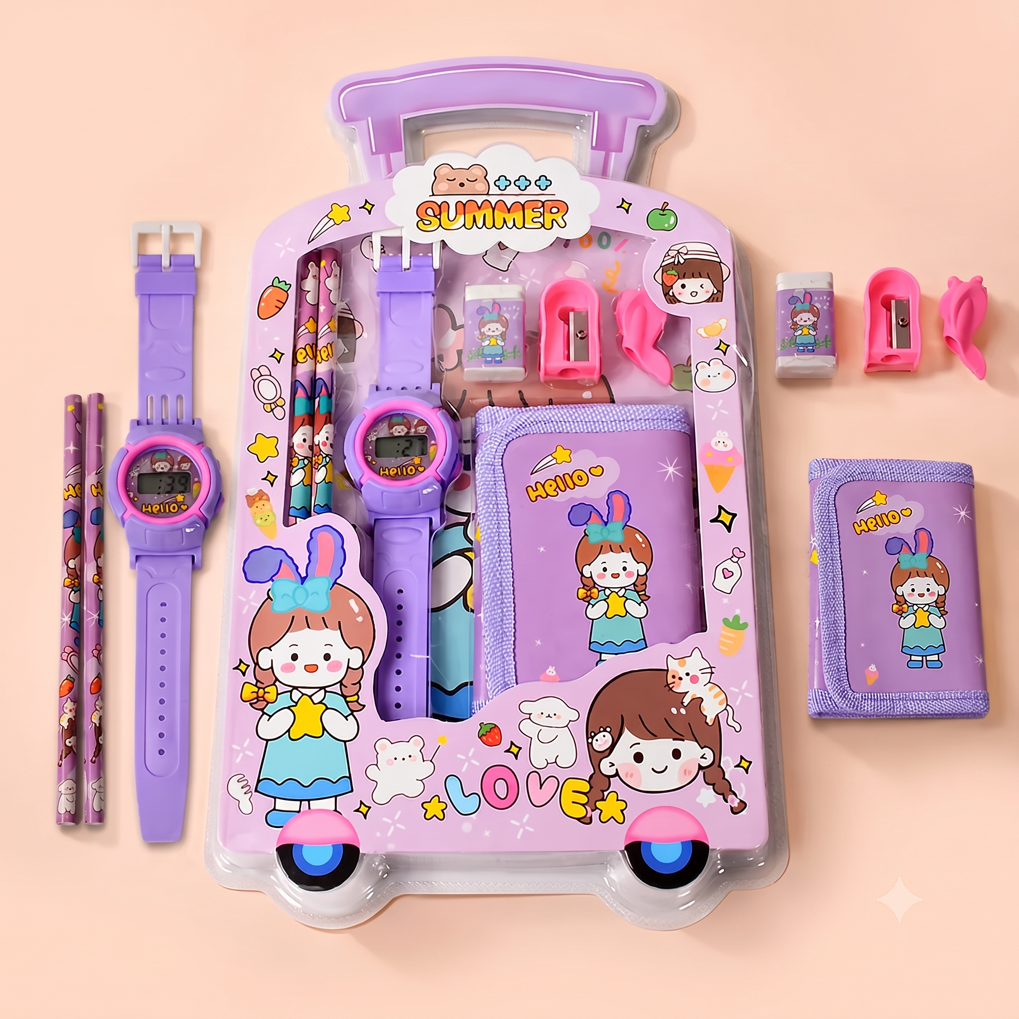 Kids’ 7-in-1 Stationery Set – Complete School Supply Kit for Girls & Boys