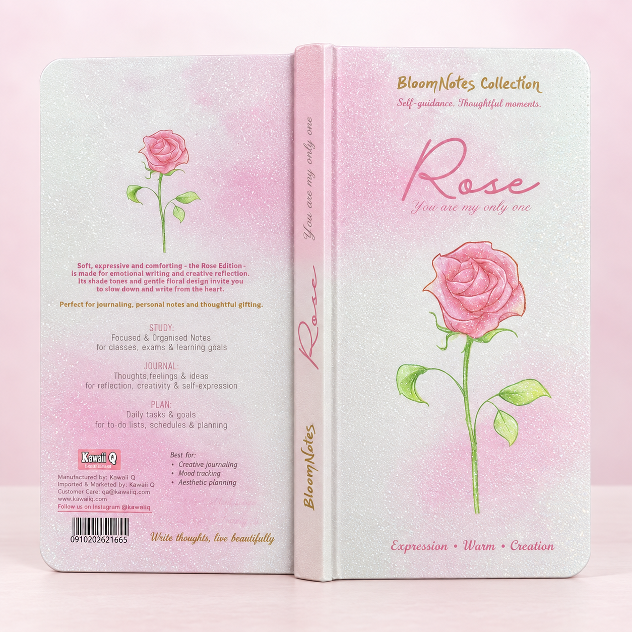 Undated Glitter Gradient Pocket Daily Planner - Rose
