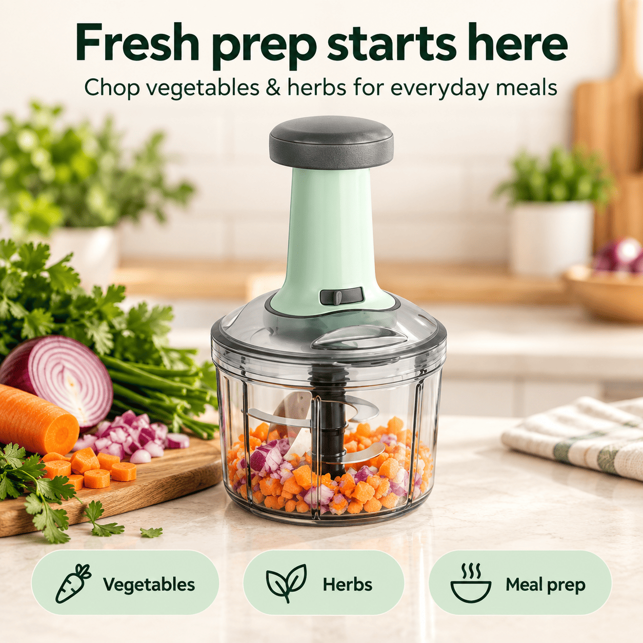 650 ML Manually Handy Chopper Mixer Cut For Vegetable, Onion, Salad, Tomato Crush Chopper